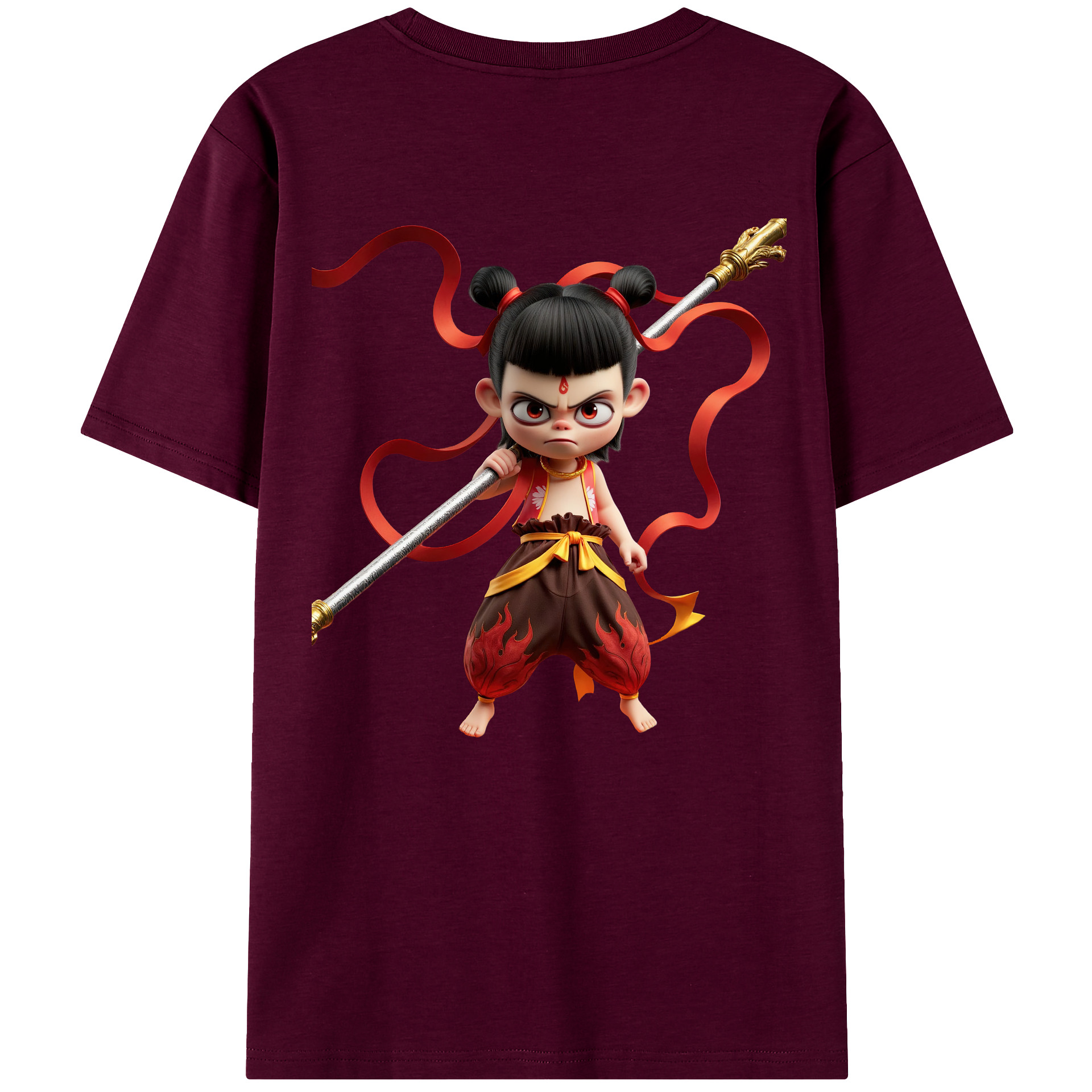 （画像用） Ne Zha 2 ナタ 魔童の大暴れ レディース半袖Tシャツ(バックプリント)